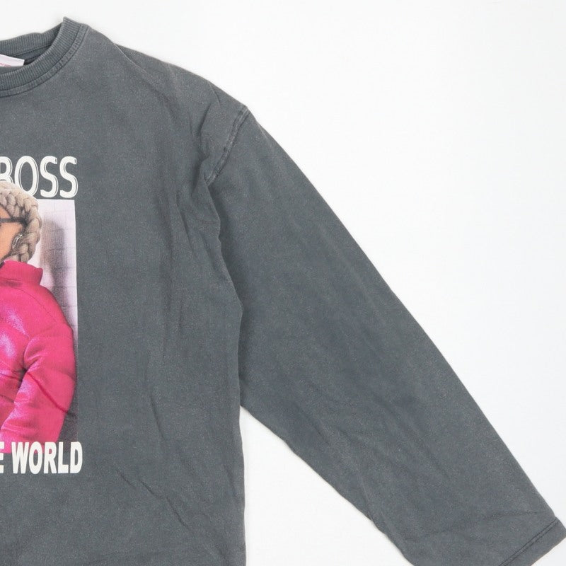 Zara Girls Grey Barbie Graphic Long Sleeve T-Shirt 9-10 Years
