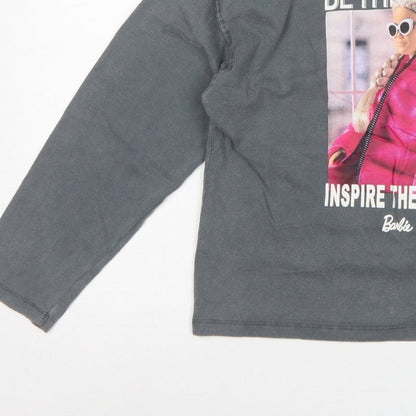 Zara Girls Grey Barbie Graphic Long Sleeve T-Shirt 9-10 Years