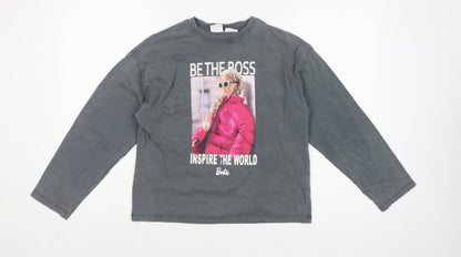 Zara Girls Grey Barbie Graphic Long Sleeve T-Shirt 9-10 Years