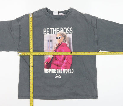 Zara Girls Grey Barbie Graphic Long Sleeve T-Shirt 9-10 Years