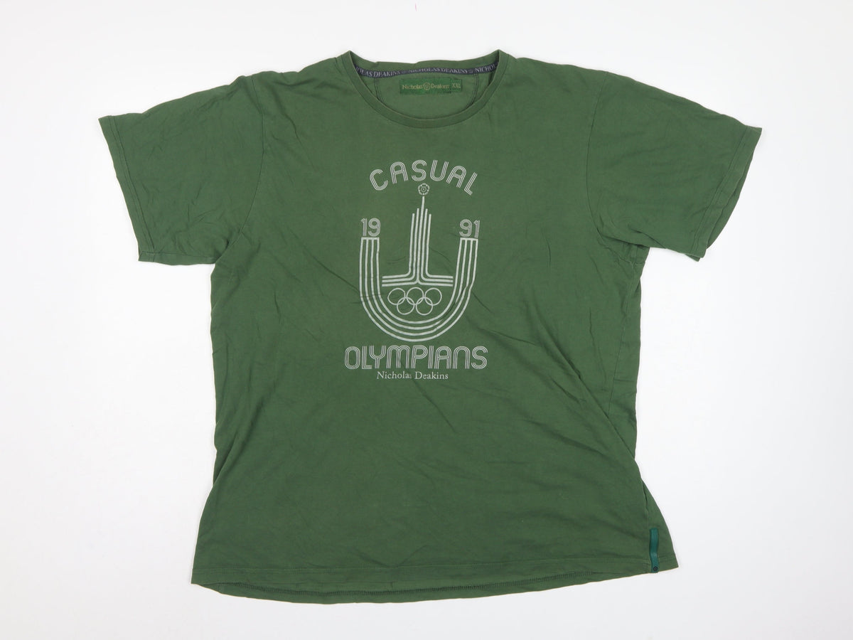 Nicholas Deakins Men’s Green 2XL Casual Olympians Graphic T-Shirt