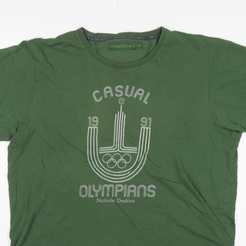 Nicholas Deakins Men’s Green 2XL Casual Olympians Graphic T-Shirt