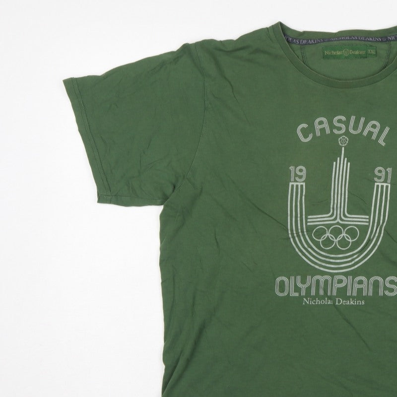 Nicholas Deakins Men’s Green 2XL Casual Olympians Graphic T-Shirt