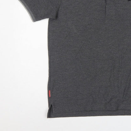 Slazenger Men's Grey L Short Sleeve Cotton Blend Logo Polo Shirt