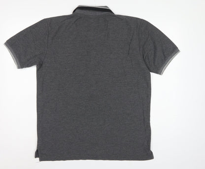 Slazenger Men's Grey L Short Sleeve Cotton Blend Logo Polo Shirt