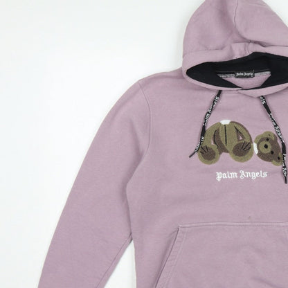 Palm Angels Women’s Pink XL Pullover Hoodie Embroidered Logo