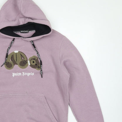 Palm Angels Women’s Pink XL Pullover Hoodie Embroidered Logo