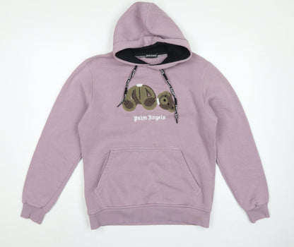 Palm Angels Women’s Pink XL Pullover Hoodie Embroidered Logo
