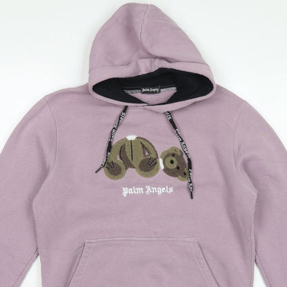 Palm Angels Women’s Pink XL Pullover Hoodie Embroidered Logo