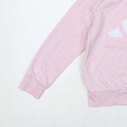 adidas Girls Pink 7-8 Years Pullover Logo Sweatshirt Crew Neck