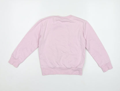 adidas Girls Pink 7-8 Years Pullover Logo Sweatshirt Crew Neck