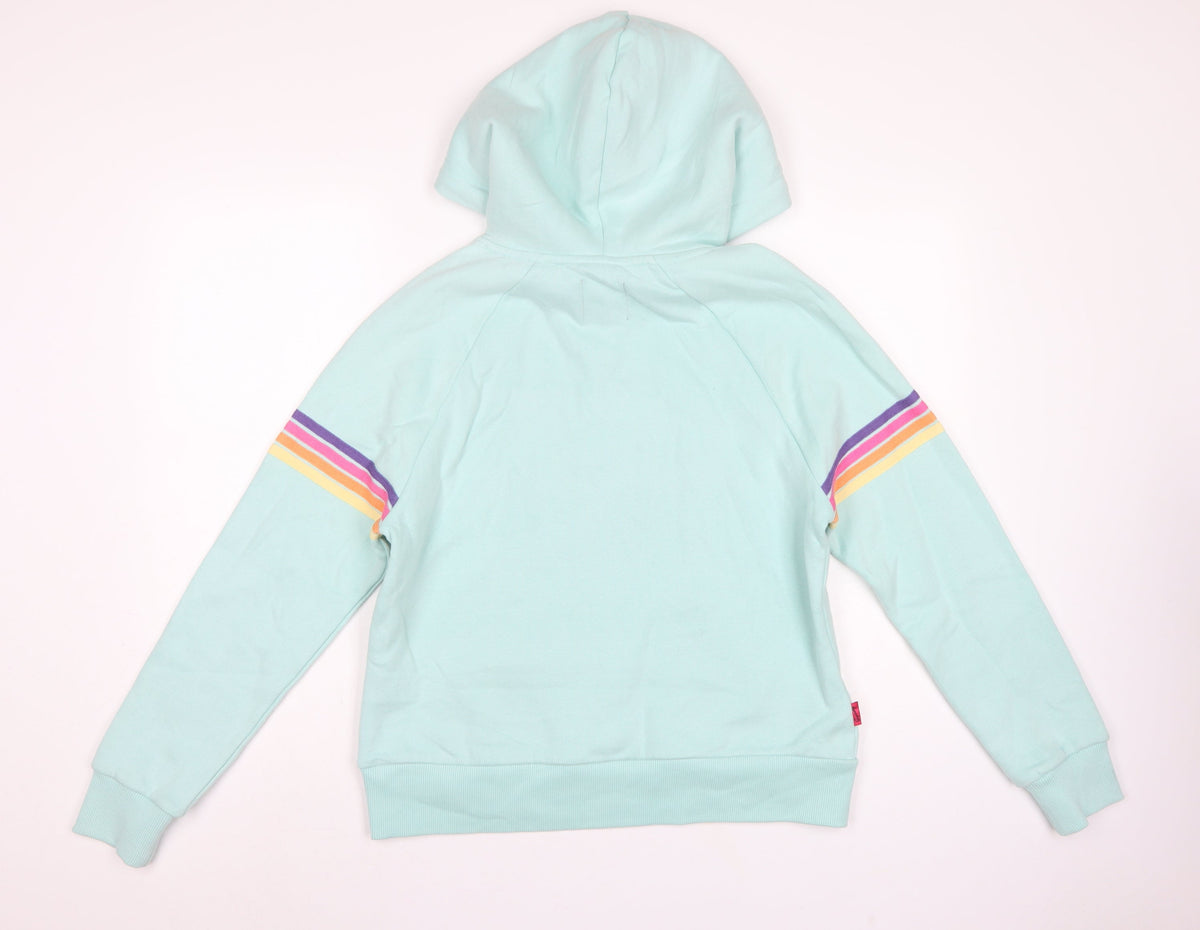 Superdry Women Green UK 12 Rainbow Stripe Logo Pullover Hoodie
