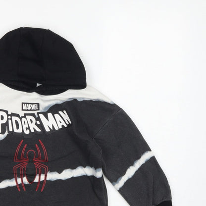 Marvel Boys Black White Spider-Man Hoodie 5-6 Years Graphic Pullover