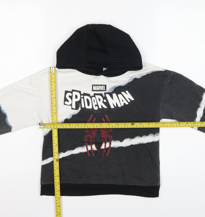 Marvel Boys Black White Spider-Man Hoodie 5-6 Years Graphic Pullover
