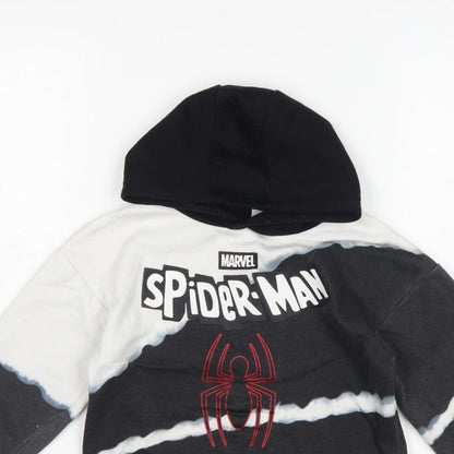 Marvel Boys Black White Spider-Man Hoodie 5-6 Years Graphic Pullover