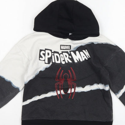 Marvel Boys Black White Spider-Man Hoodie 5-6 Years Graphic Pullover