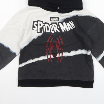 Marvel Boys Black White Spider-Man Hoodie 5-6 Years Graphic Pullover