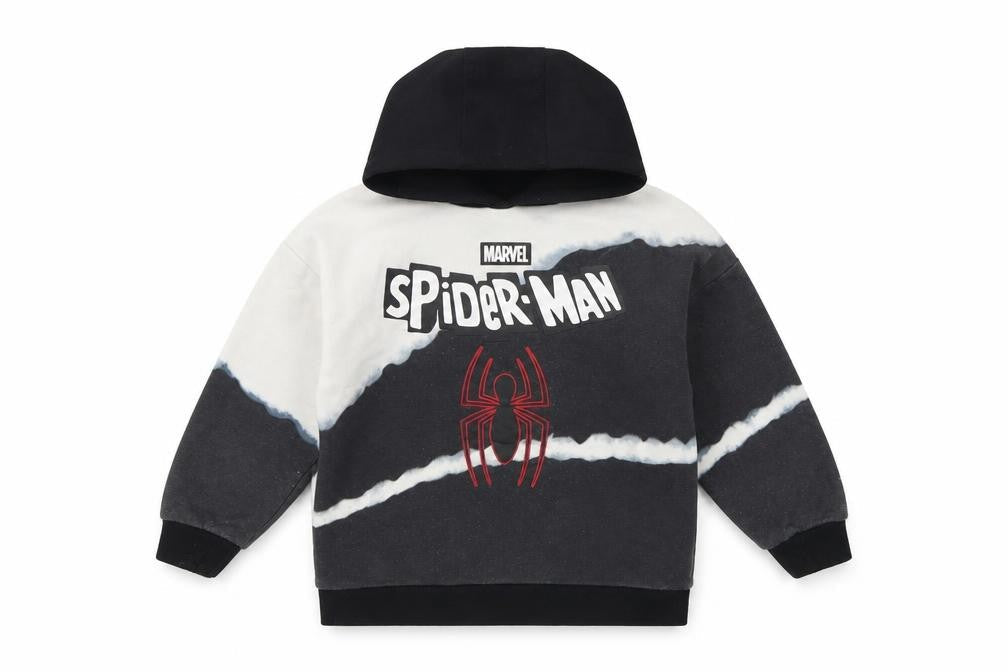 Marvel Boys Black White Spider-Man Hoodie 5-6 Years Graphic Pullover