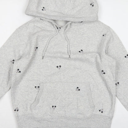 H&M L.O.G.G. Women Grey S Mickey Mouse Hooded Pullover Sweatshirt