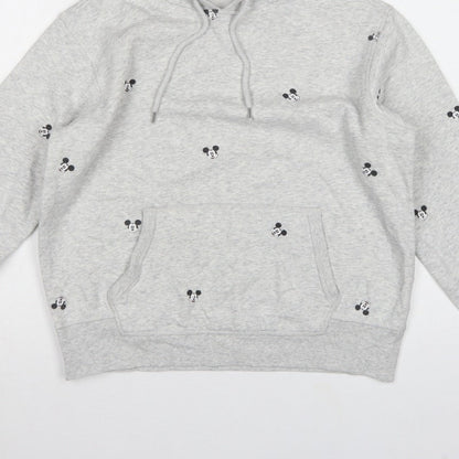 H&M L.O.G.G. Women Grey S Mickey Mouse Hooded Pullover Sweatshirt