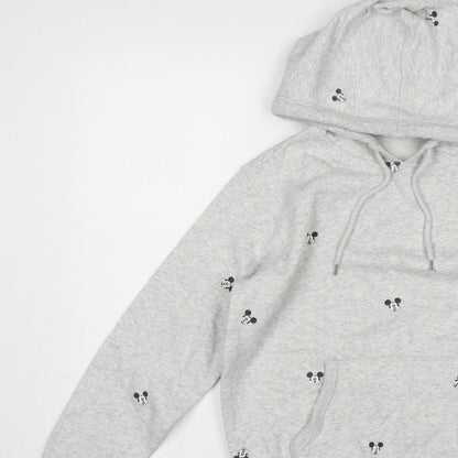 H&M L.O.G.G. Women Grey S Mickey Mouse Hooded Pullover Sweatshirt