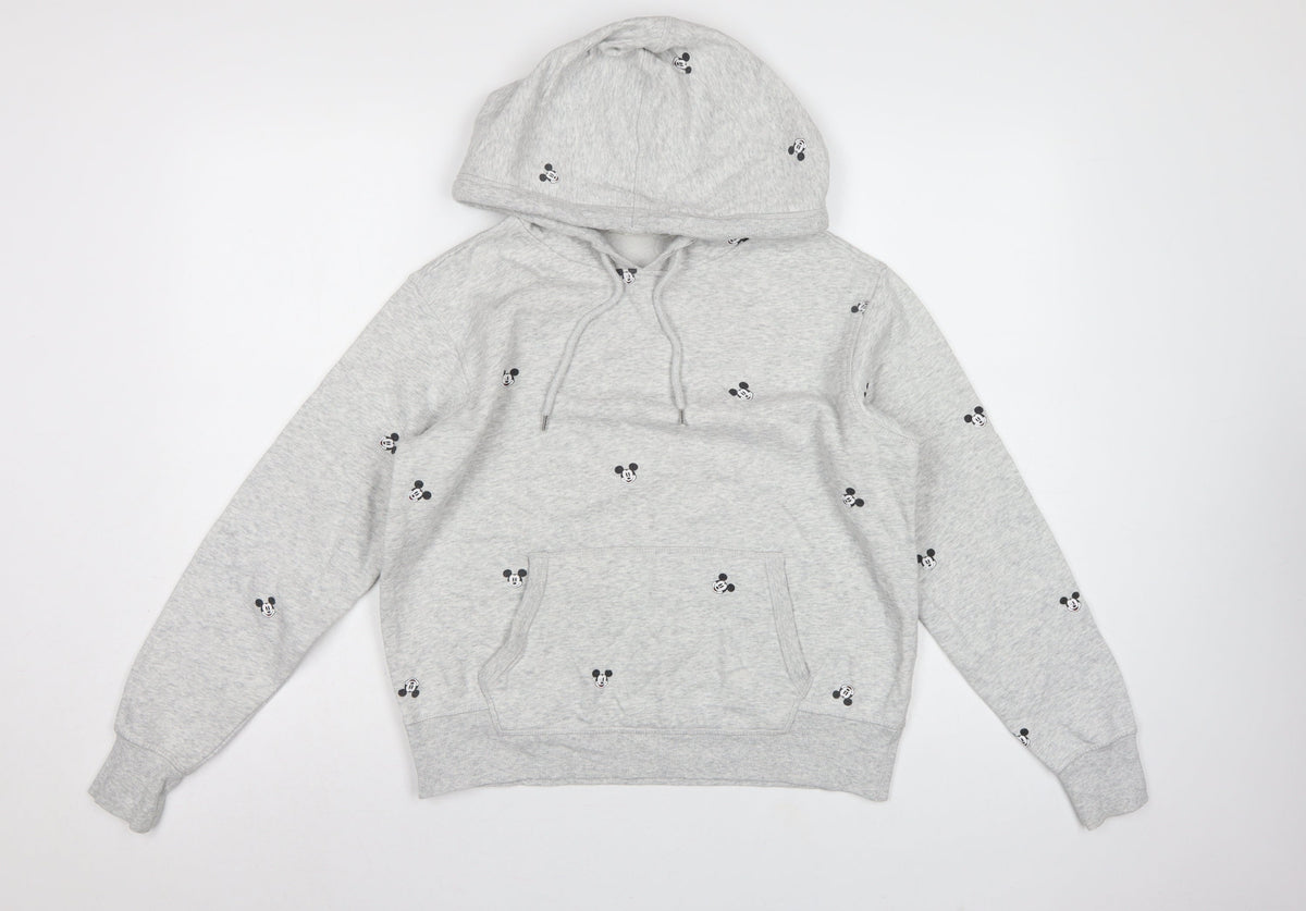 H&M L.O.G.G. Women Grey S Mickey Mouse Hooded Pullover Sweatshirt