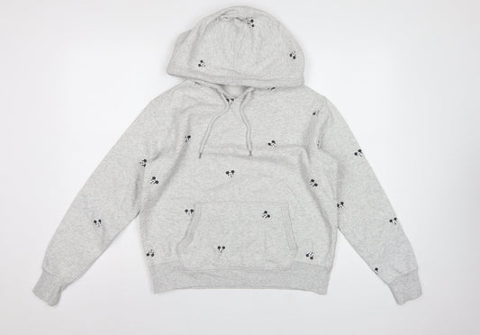 H&M L.O.G.G. Women Grey S Mickey Mouse Hooded Pullover Sweatshirt