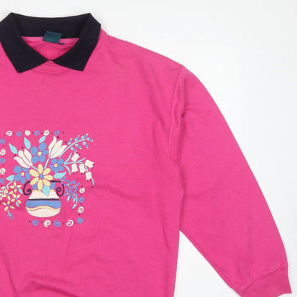 Dash Women’s Pink UK 14 Floral Collared Pullover Sweatshirt
