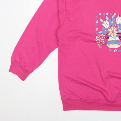 Dash Women’s Pink UK 14 Floral Collared Pullover Sweatshirt