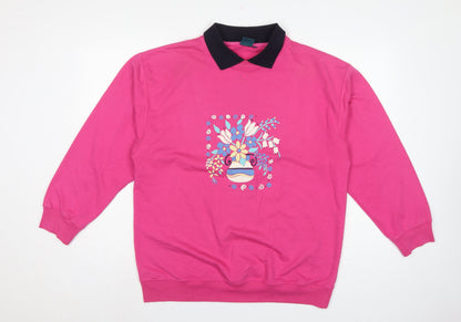 Dash Women’s Pink UK 14 Floral Collared Pullover Sweatshirt