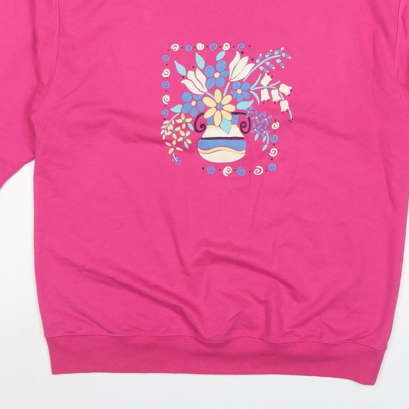 Dash Women’s Pink UK 14 Floral Collared Pullover Sweatshirt