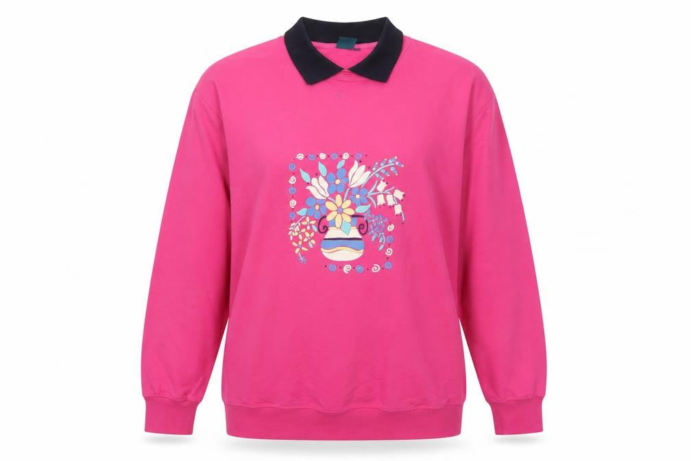Dash Women’s Pink UK 14 Floral Collared Pullover Sweatshirt