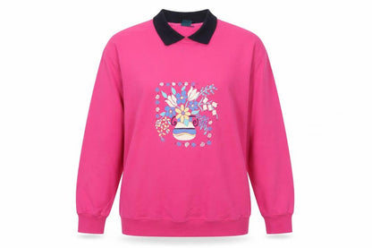 Dash Women’s Pink UK 14 Floral Collared Pullover Sweatshirt