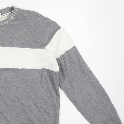 Calvin Klein Jeans Men's Grey L Pullover Logo Crew Sweatshirt