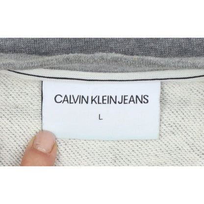 Calvin Klein Jeans Men's Grey L Pullover Logo Crew Sweatshirt