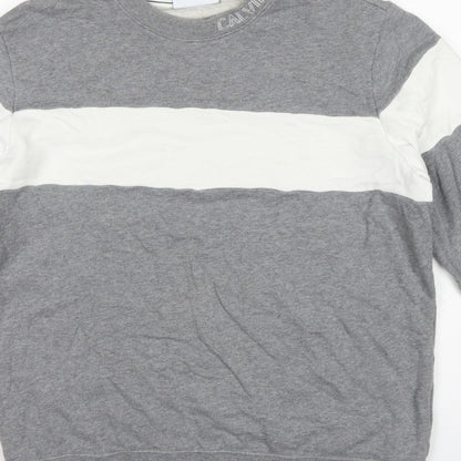 Calvin Klein Jeans Men's Grey L Pullover Logo Crew Sweatshirt