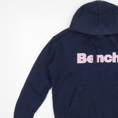 Bench Women’s Blue Logo Pullover Hoodie UK 12 M Cotton Blend