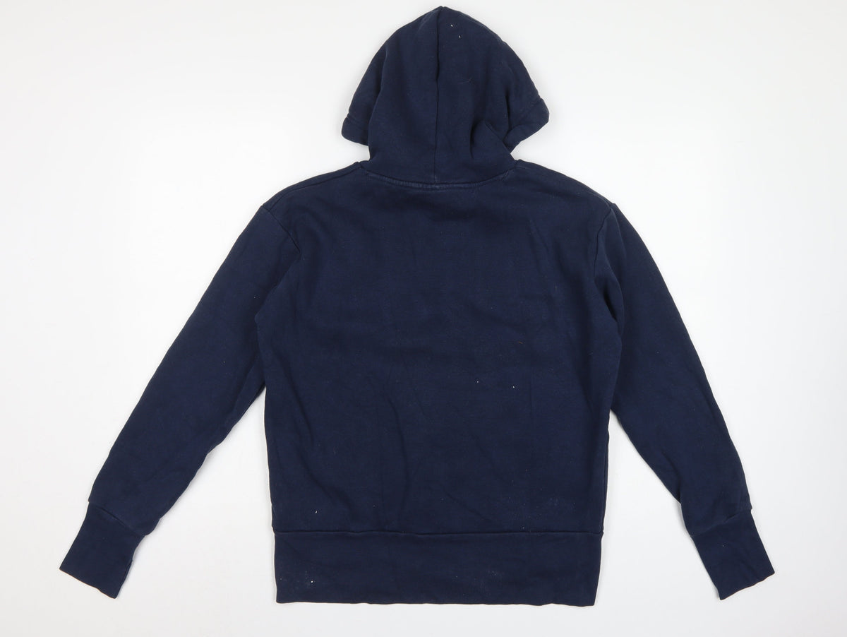 Bench Women’s Blue Logo Pullover Hoodie UK 12 M Cotton Blend