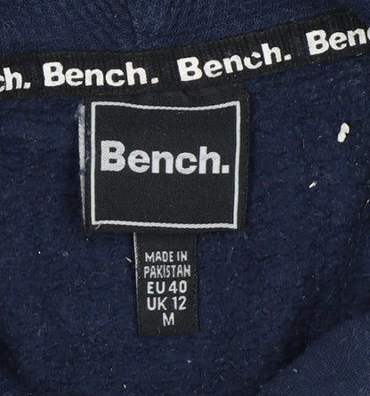 Bench Women’s Blue Logo Pullover Hoodie UK 12 M Cotton Blend