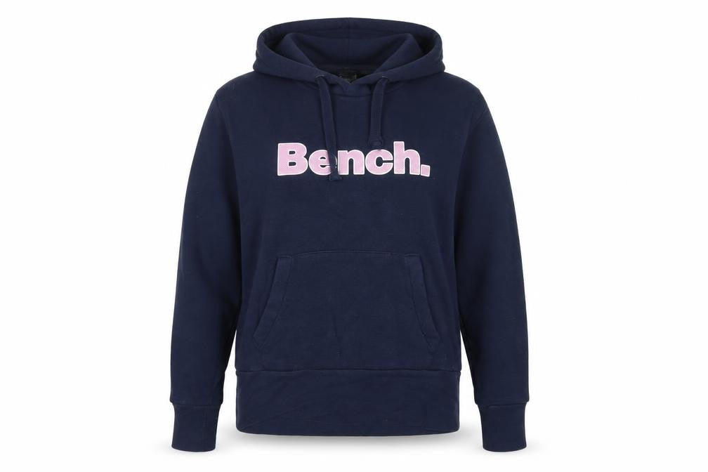 Bench Women’s Blue Logo Pullover Hoodie UK 12 M Cotton Blend