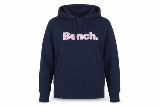 Bench Women’s Blue Logo Pullover Hoodie UK 12 M Cotton Blend
