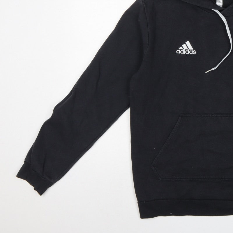 adidas Men’s Black S Pullover Hoodie Logo Sports Fleece