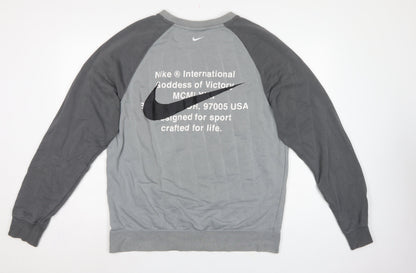 Nike Men’s Grey L Pullover Sweatshirt Double Swoosh Graphic Logo