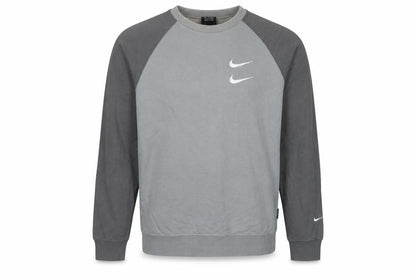 Nike Men’s Grey L Pullover Sweatshirt Double Swoosh Graphic Logo