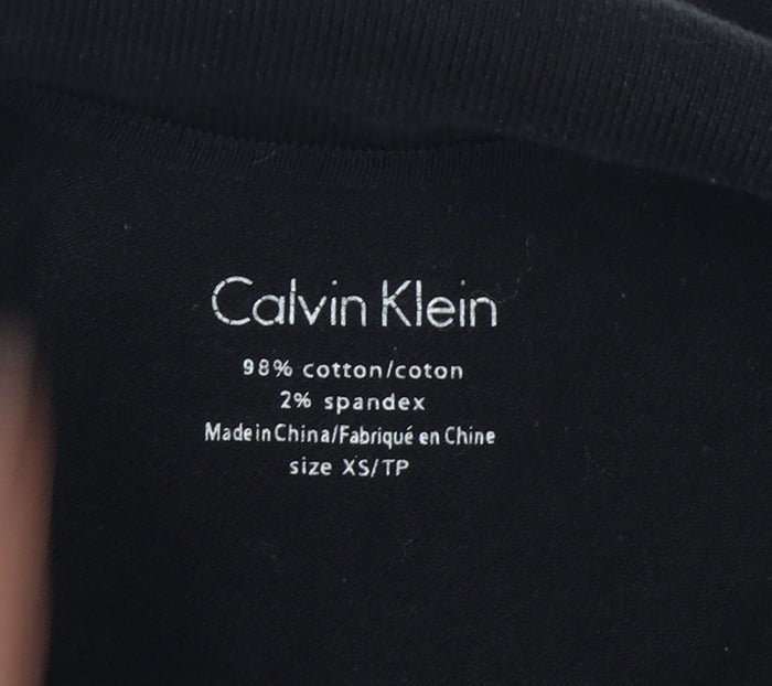 Calvin Klein Women Black XS Slim Cotton Stretch Polo Shirt