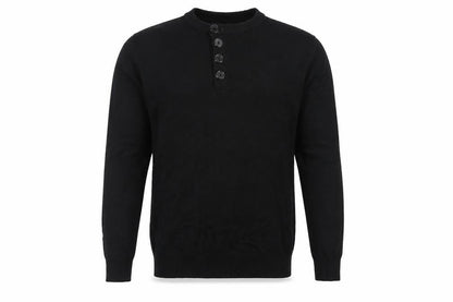 Bench Men's Black Medium Cotton Henley Button Knit Jumper Logo