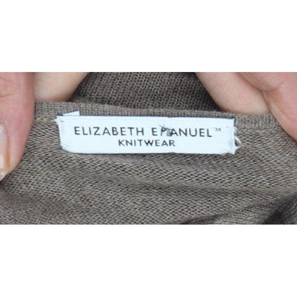 Elizabeth Emanuel Women’s Brown UK 14 Cotton Cashmere Balloon Sleeve Cardigan