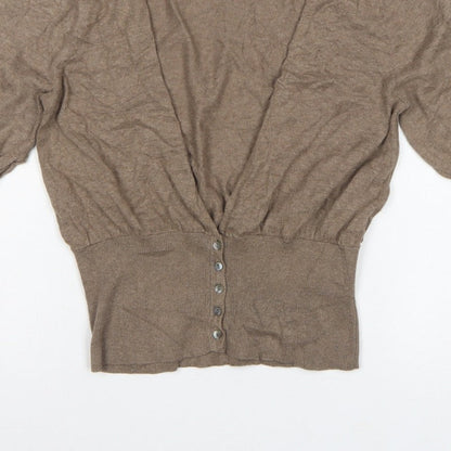 Elizabeth Emanuel Women’s Brown UK 14 Cotton Cashmere Balloon Sleeve Cardigan