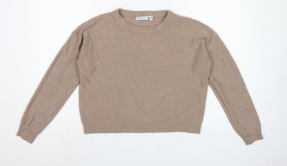Brave Soul Women's Beige S Crew Neck Knit Pullover Jumper