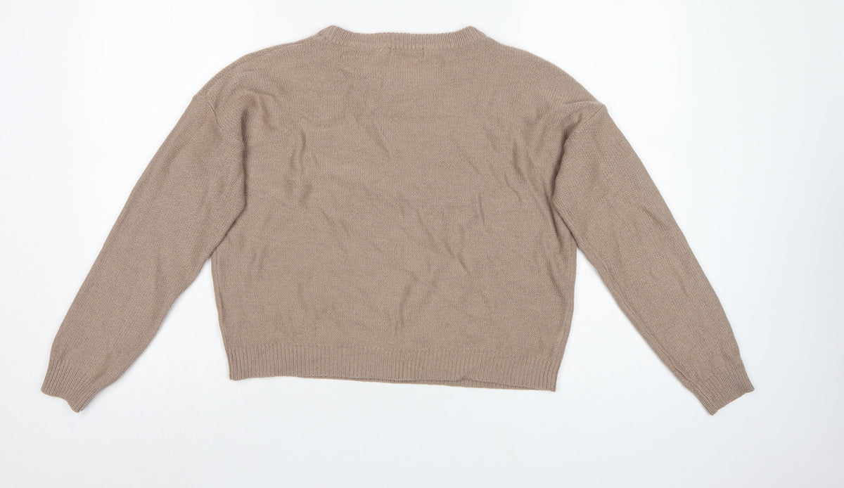 Brave Soul Women's Beige S Crew Neck Knit Pullover Jumper